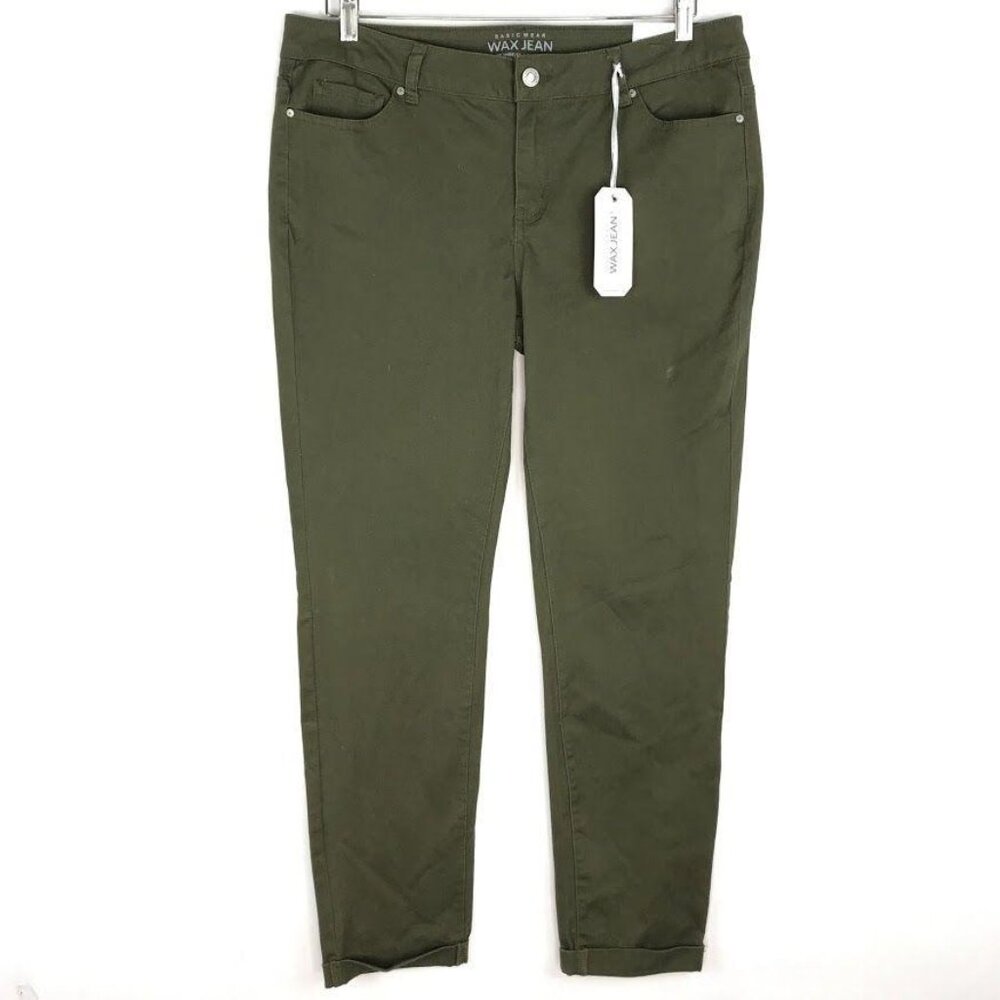 NWT Wax Jean Womens 15 Olive Green Skinny Jeans Style 90045 Stretch 5 Pocket